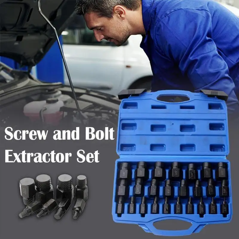 Screw Extractor Set 25-Piece Broken Screw Extractor Kit Tackle Everyday Screw Removal Challenges For Car Repairs Garages Tools