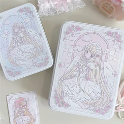 Iron Storage Box Cute Cartoon Girl Desktop Sundry Storager Organizer Kawaii Jewelry Box Pink Floral Container Home Decor