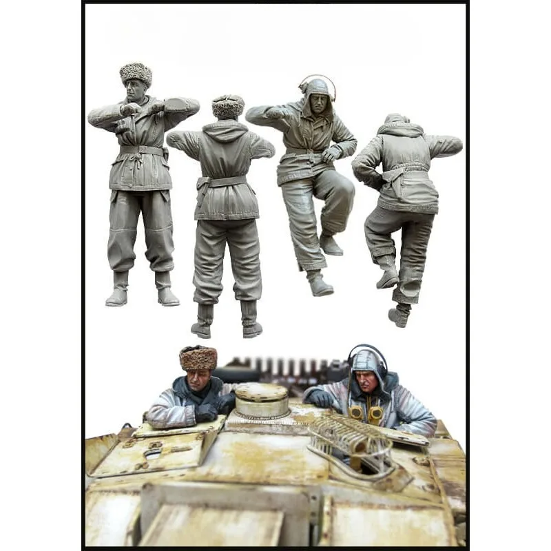 1/35 Scale Resin Figure Model Kit History European Tank Crew Winter (2 Figures) Miniature Sculpture Unassembled and Unpainted