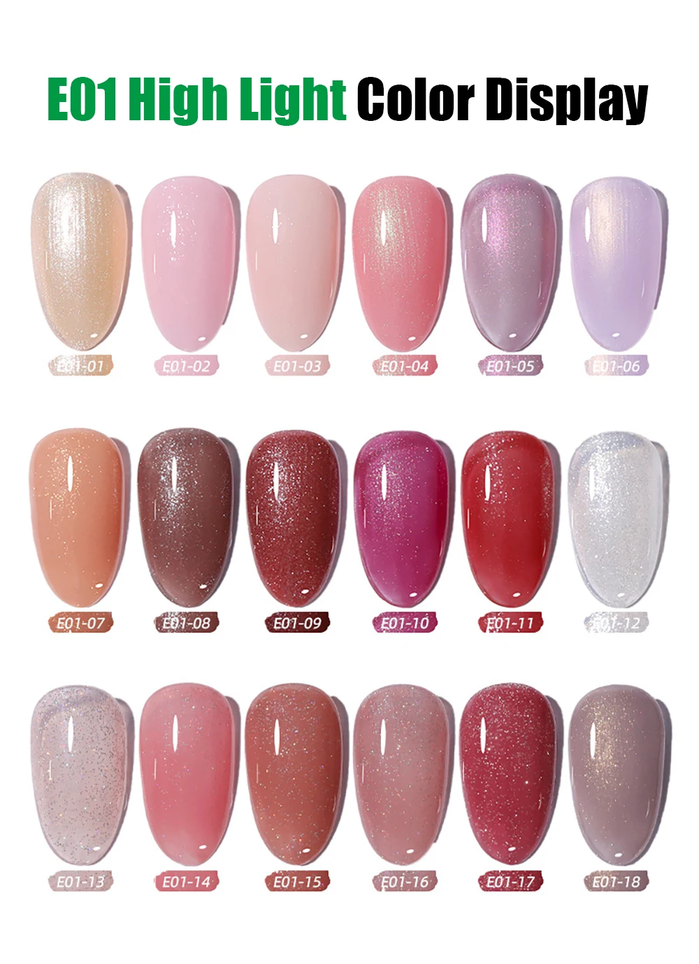 Vendeeni 18 Farben Pink Highlight Gel Nagellack Semi-Permanent UV Soak Off Gel Hochwertiger Glänzender Nagelkunst Gel-Lack – Detail 3