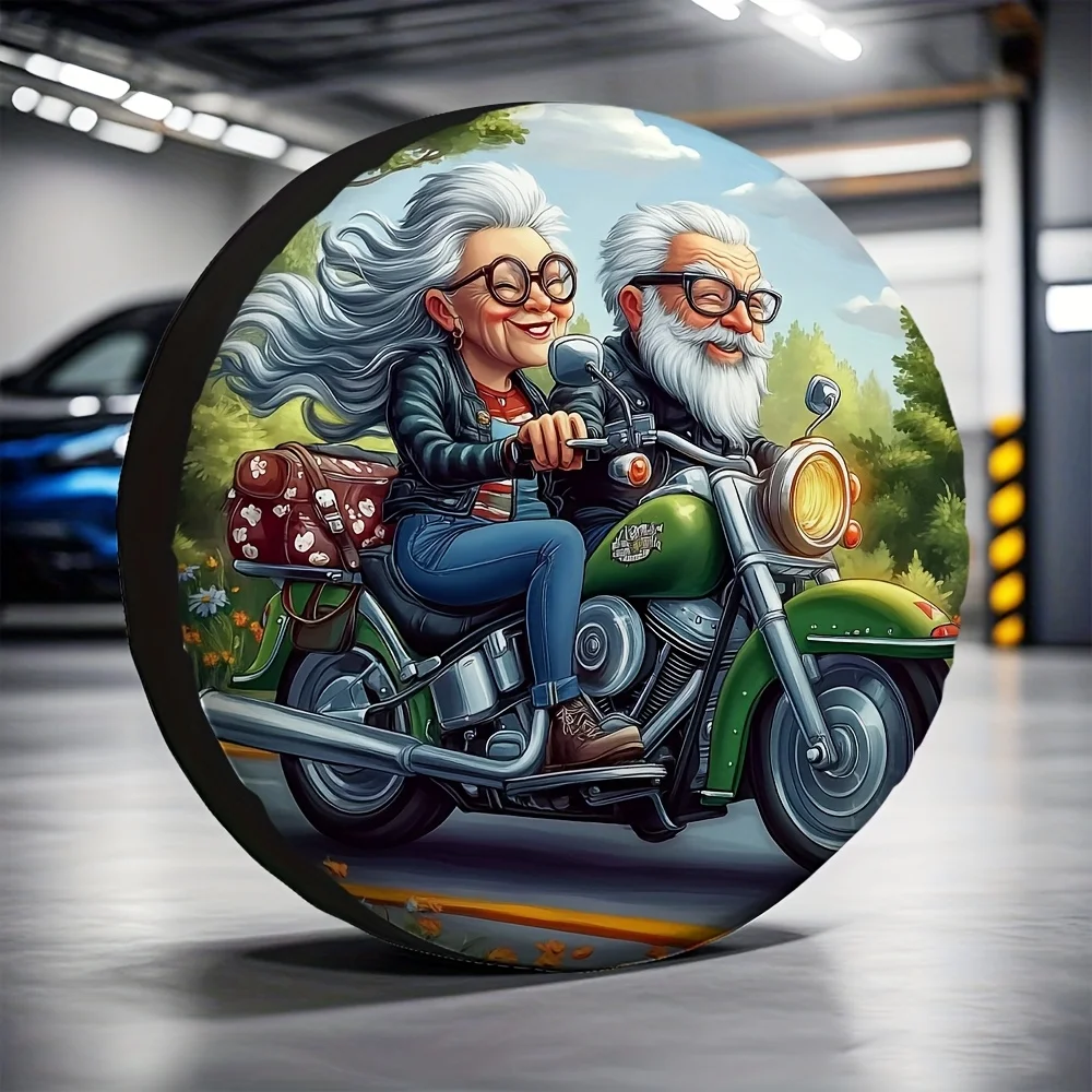 1pc, Tire Covers Grandparents On Motorcycle Versatile 100% Polyester,Without Electricity Birthday Gifts Perfect For Camping Tir