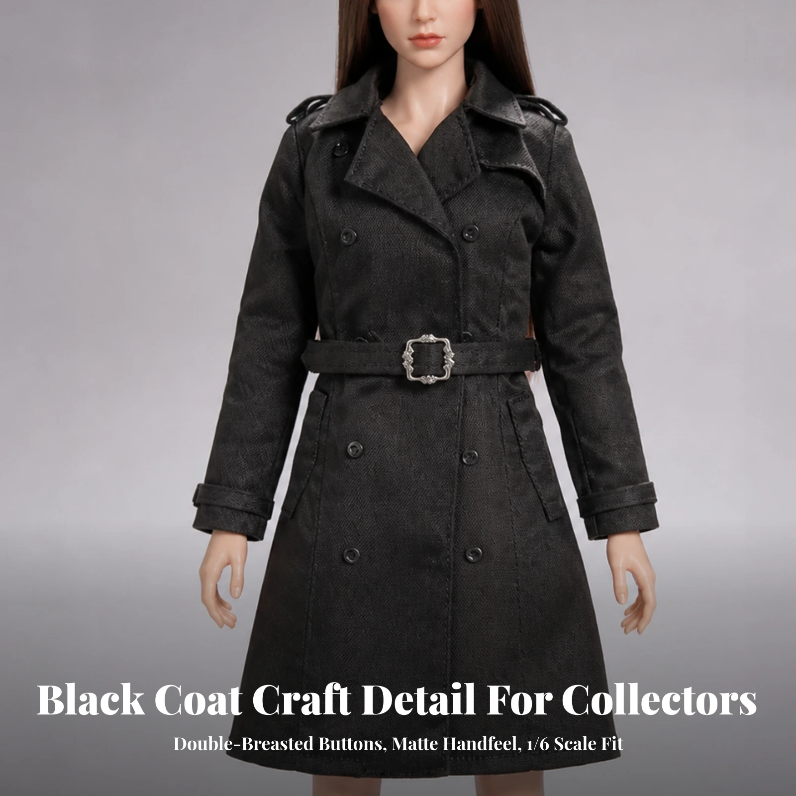 Miniature Raincoat Coat Double-Breasted 1/6 Scale Coat Action Figure Clothes Tailored Outerwear Cloth for Collectors