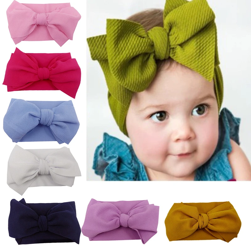 

Infant Newborn Baby Headband Polyester Hair Accessories Headwear Large Bow for Child Bowknot Turban for Kids Elastic Headwrap