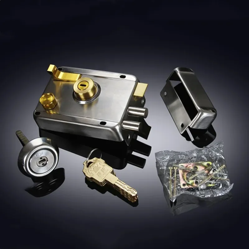 Exterior Stainless Steel Door Lock Courtyard Gate Anti-theft Safety Lock Household Hardware Door Accessories Exterior Gate Lock