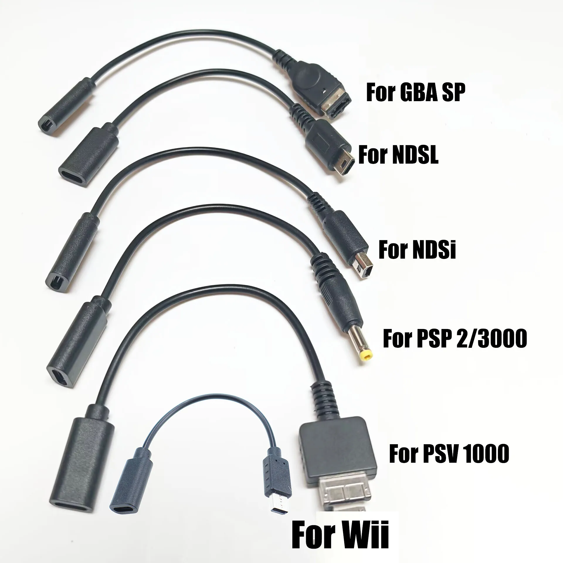 Tipo-C para 3DS/NDSI/NDSL/PSP 1/2/3000 PSV 1000/WII /GBA SP Cabo de carregamento para console de jogos Linha de alimentação de carregamento