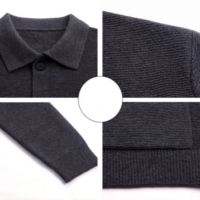 سترة رجالية جديدة ذات طية صدر السترة سترة محبوكة سترة رجالية بأكمام طويلة #5