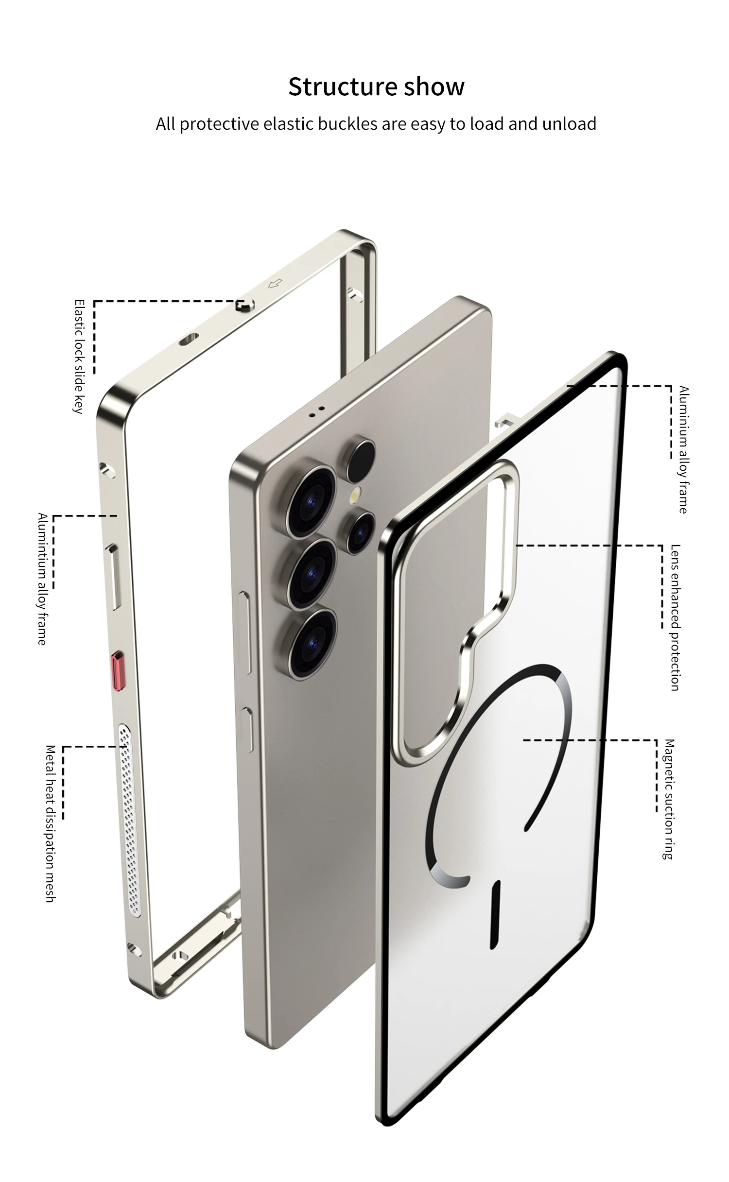 Für Samsung Galaxy S26 Plus S25 S24 S23 Ultra Mattierte Handyhülle Metallrahmen Abnehmbar Für Magsafe Schnalle Aluminiumlegierung Hülle – Detail 3