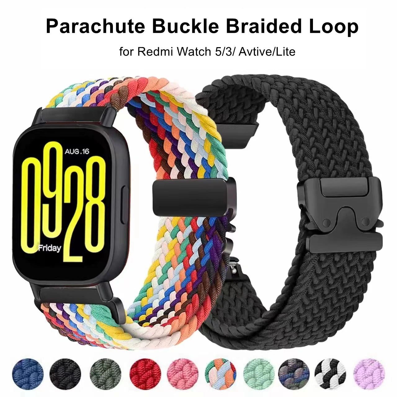 22 mm Armband für Redmi Watch 3 Active/3 Lite Sport geflochtene Schleife Fallschirmarmband für Redmi Watch 5 Active/5 Lite Correa