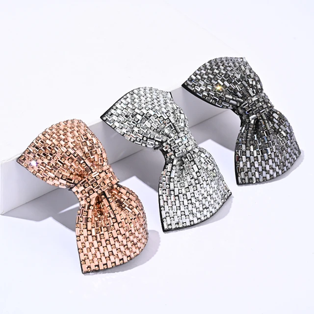 Nowe mody kryształ Rhinestone kokardka spinki do włosów dla kobiet eleganckie Barrettes uchwyt na kucyk szpilka do włosów spinki do włosów akcesoria do włosów