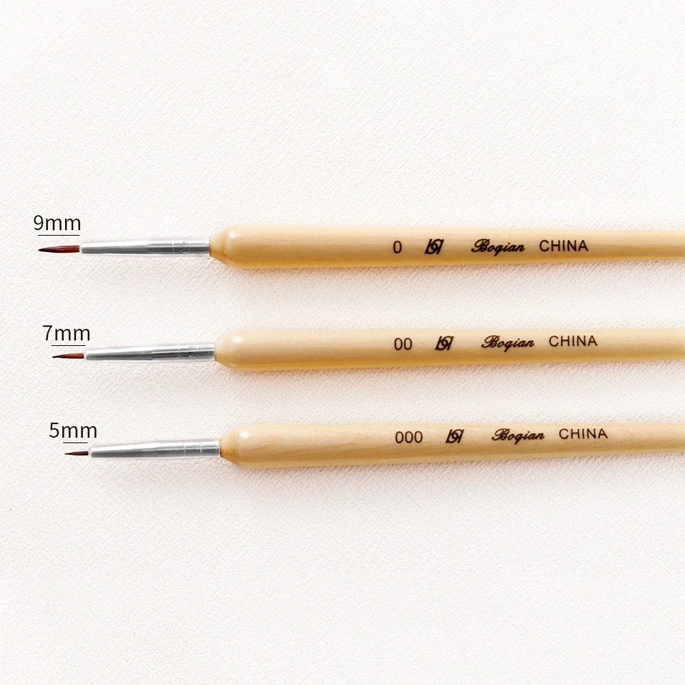 3-teiliges Set Nagelkunst DIY Liner-Pinsel zum Zeichnen und Malen von Blumen, French-Nail-Design mit Holzgriff, Blütenblätter & Blätter, Gel-Lack – Detail 2