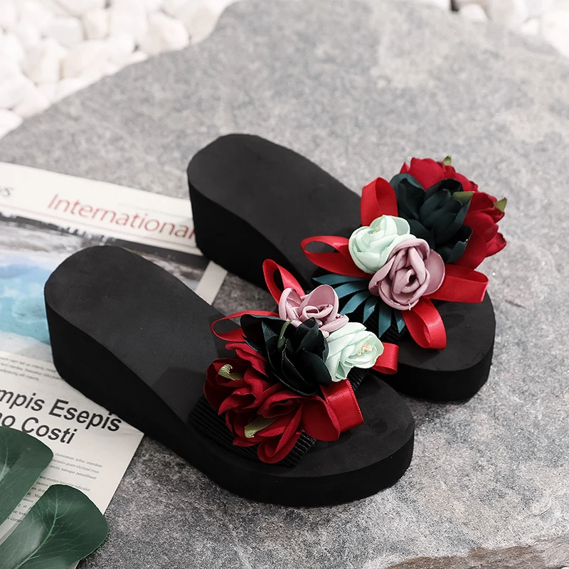 Frauen Nette Bogen Sommer Sandalen Slipper Rutschen Frauen Indoor Outdoor Flip-flops Strand Schuhe Mode Weibliche Casual Blume Pantoffel