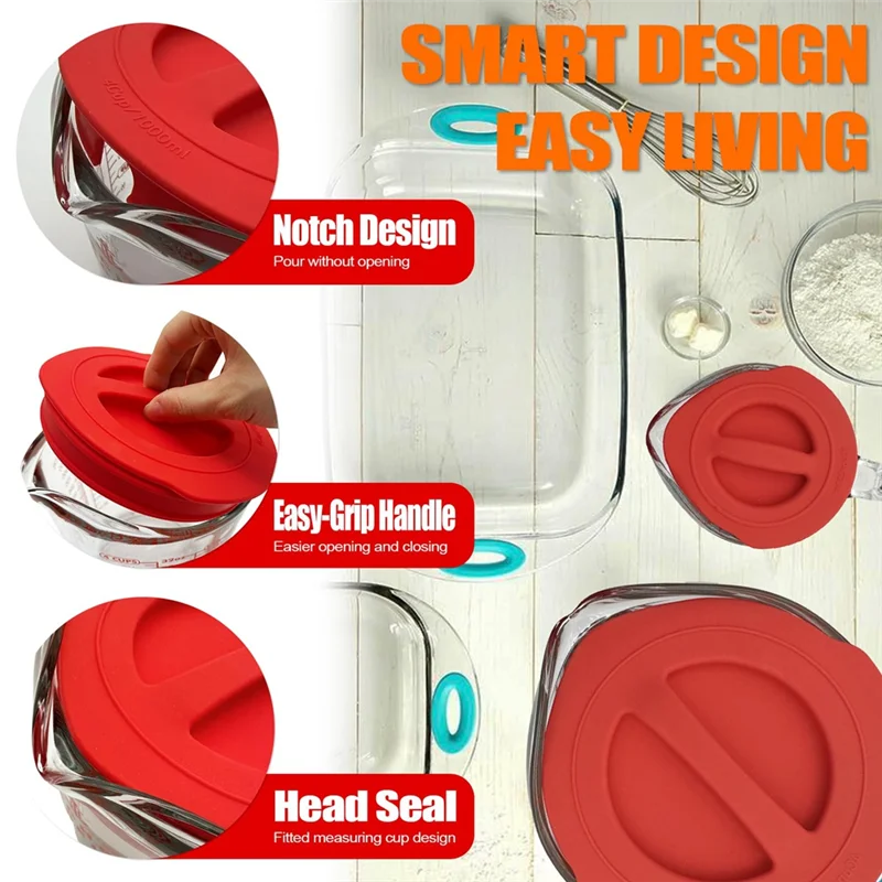

AC23-Reusable Silicone Replacement Lids(3-Pack) Fit For Acnhor Hocking 1-Cup, 2-Cup& 4-Cup Glass Liquid Measuring Cups