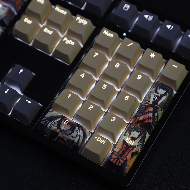 Date A Live Tokisaki Kurumi 108 Key PBT 5-Side DYE Sublimation Light Transmitting MX Cross Axis Switch Keycap Mechanical Keyboar