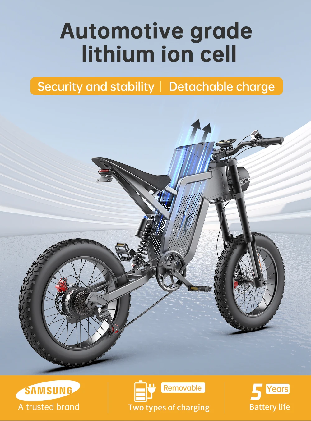 Electric Bike Lithium Battery,Cross-Country Mountain Bicycle, 20 