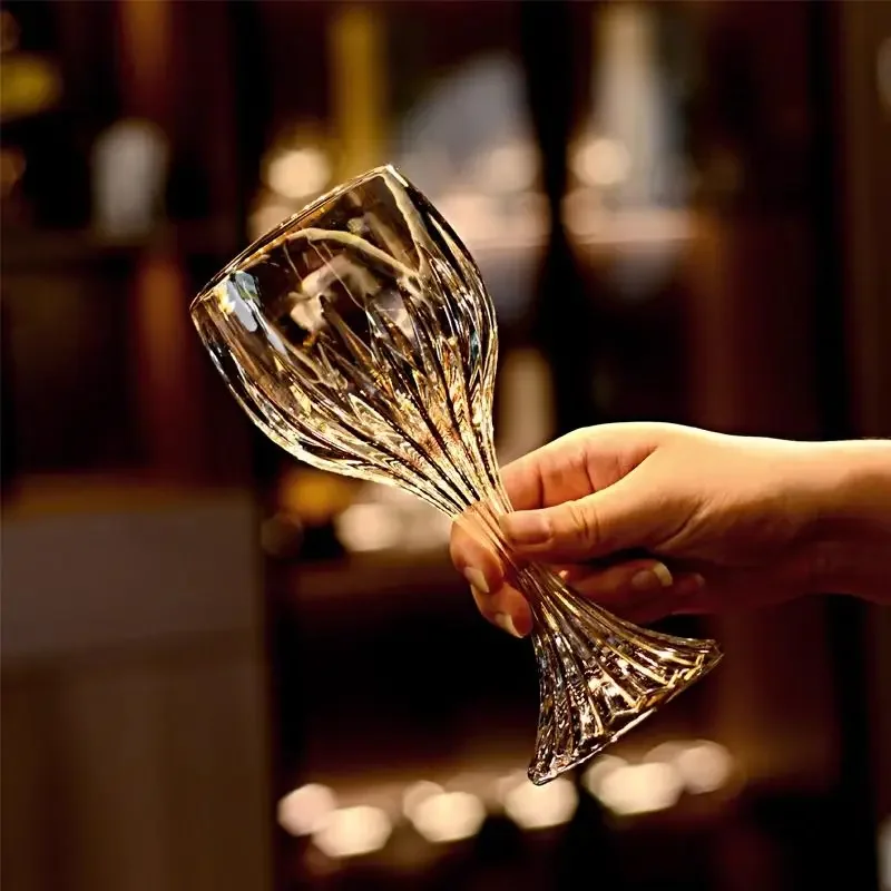 

European high-end gold unleaded glass wine glass household thickened hand-made crystal glass goblets wine glasses