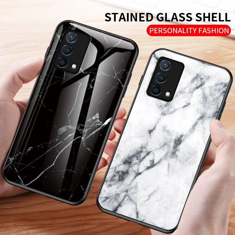 

For Realme GT Master Edition RMX3363 RMX3360 Case Shockproof Marble Glass Hard Back Cover Case Soft Bumper for Realme GT Master