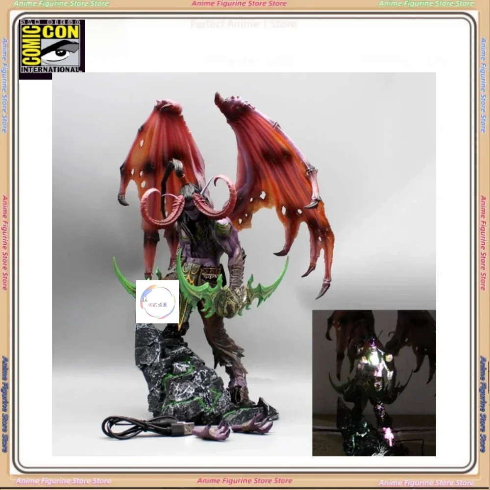 

38cm Anime World of Warcraft Illidan Stormrage Action Figure Illuminated PVC Collection Desktop Model Ornament Toy Birthday Gift