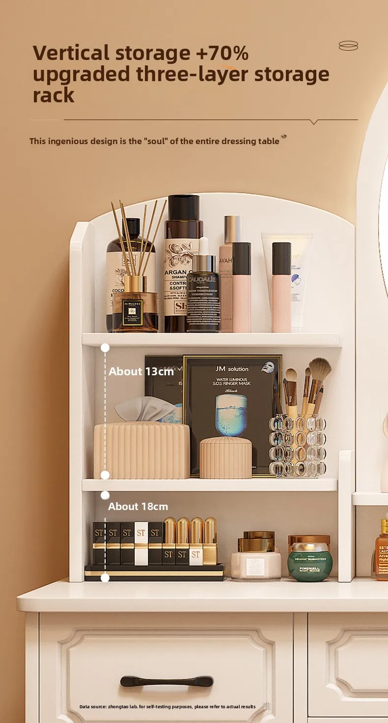 

New European-style Dressing Table Mirror Storage Cabinet Small Apartment, Dressing Table Bedroom Simple Modern