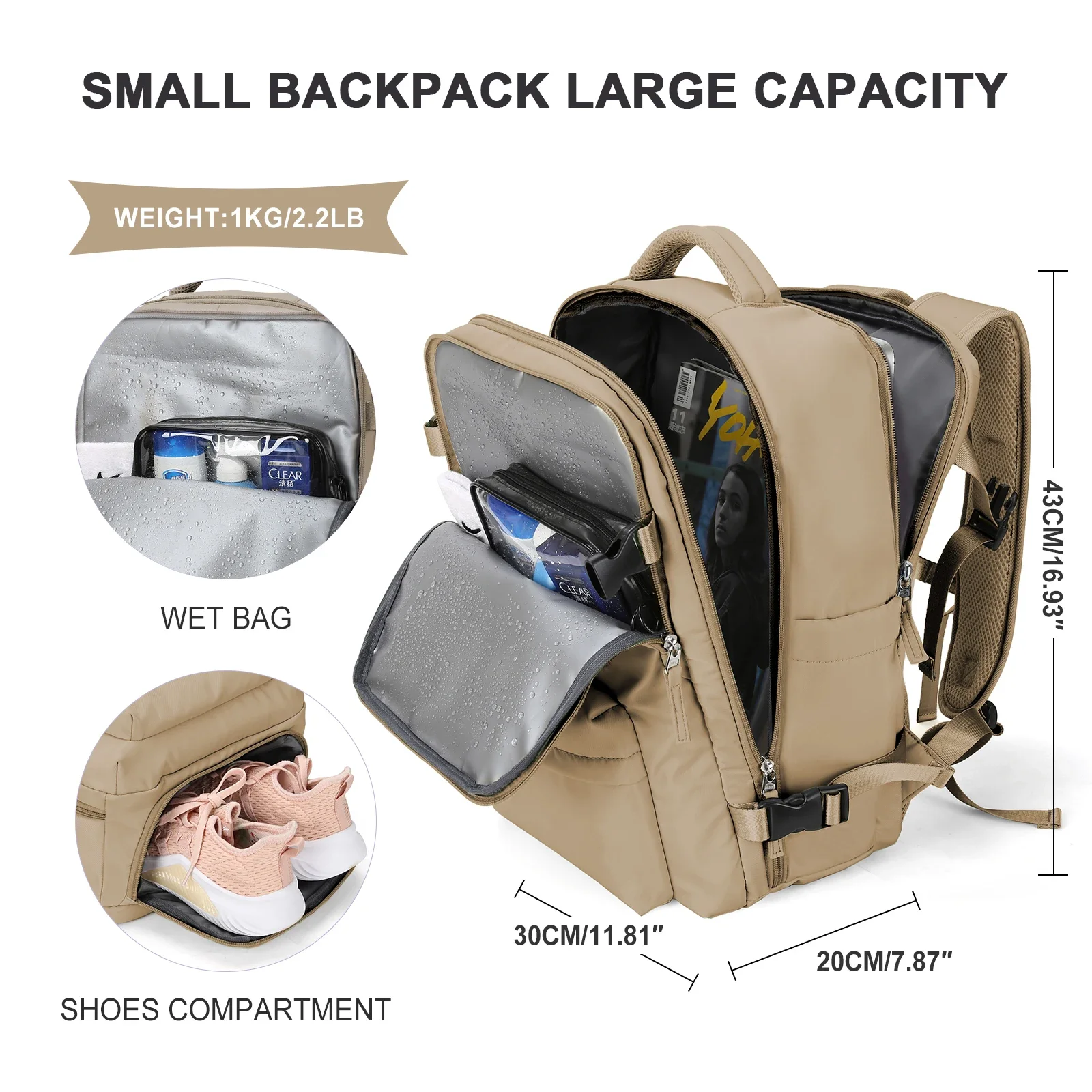 Backpack 40x30x20 Airplane, Ryanair Cabin Hand Luggage Backpack, Easyjet Laptop Backpack for Aeroplane Travel, School Backpack