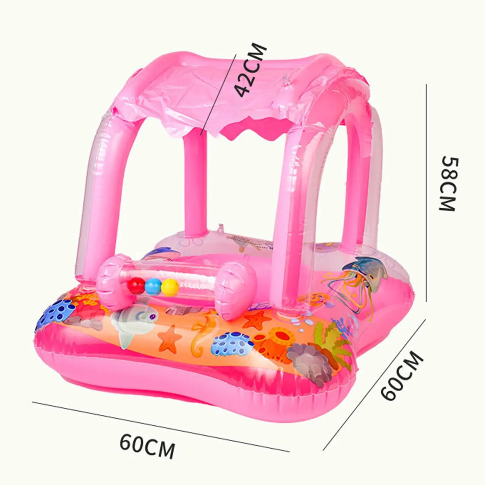 Inflatable Baby Pool Float with Overhead Sun Protection Baby Swim Float for Beginner Swimmers Kids Children Infants Boys Girls