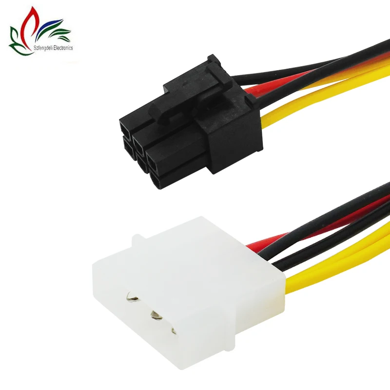 1pcs 4Pin Molex to 6 Pin Connector PCI-Express PCIE Video Card Power Converter Adapter Cable 18cm