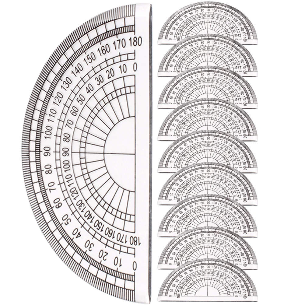 

10pcs Plastic Protractor 180 Degrees Math Protractor Geometry Protractors for Angle Measurement plastic protractors