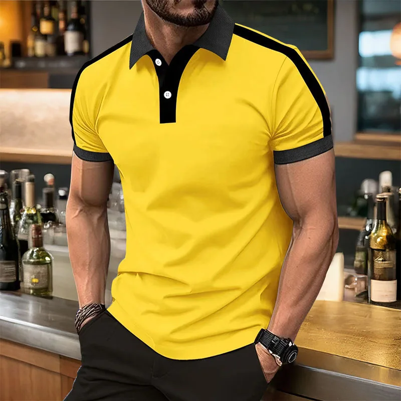 Polo de manga corta para hombre, camiseta informal de negocios con cuello, transpirable, talla grande, europea y americana, Verano