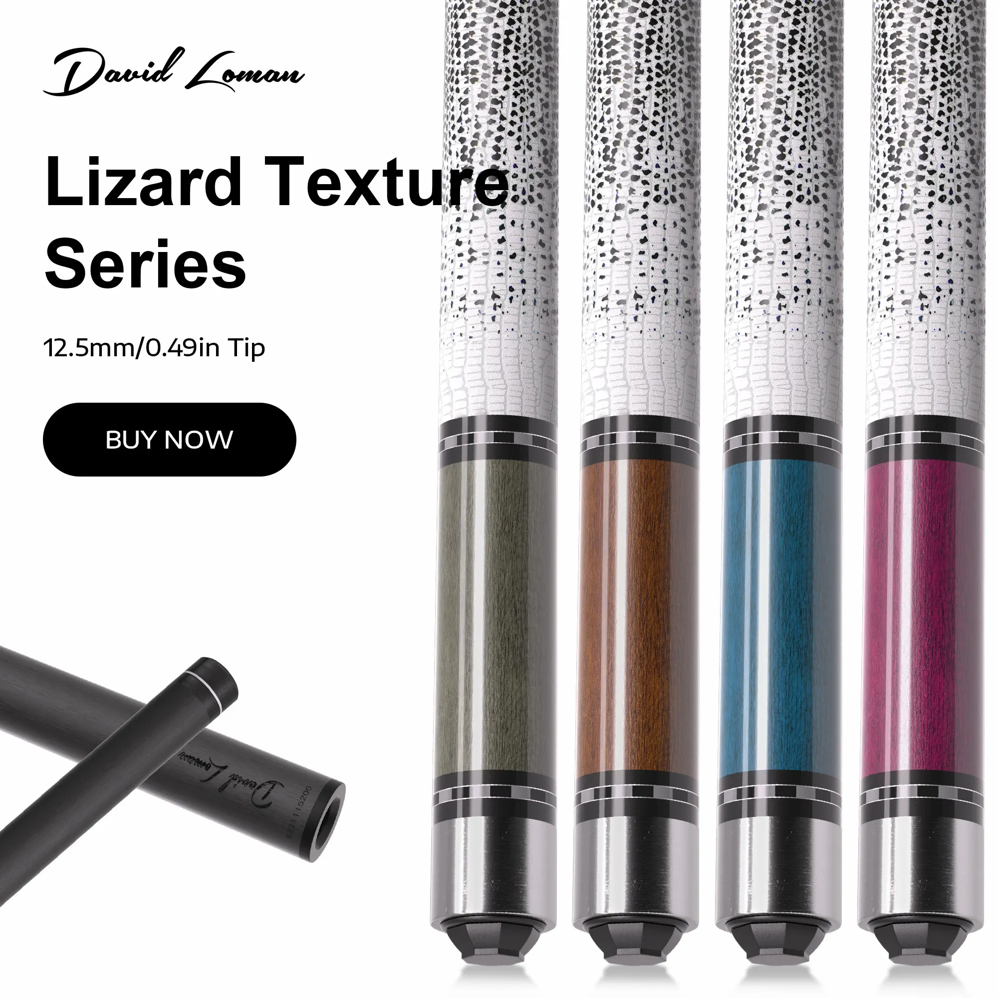 DAVID LOMAN Lizard Carbon Fiber Billiard Pool Cue Stick 58