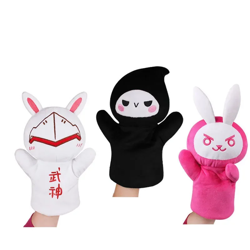 Simpatico gioco OW D.va Genji Anime Copslay peluche burattino a mano giocattoli morbido Kawaii farcito bambola per ragazzi ragazze regali puntelli Cosplay