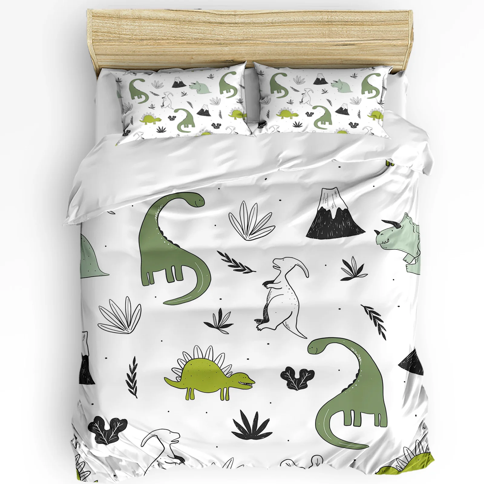 Animal Green Dinosaur Plant Duvet Cover Bed Bedding Set Home Textile Quilt Cover Pillowcases Bedroom Double Bedding Set No Sheet