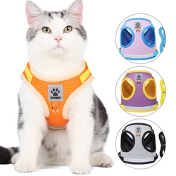 Cat Harness with Leash Set Breathable Summer Mesh Cats Dogs Harness Vest Reflective Pet Cat Chest Straps Kitten Small Dog