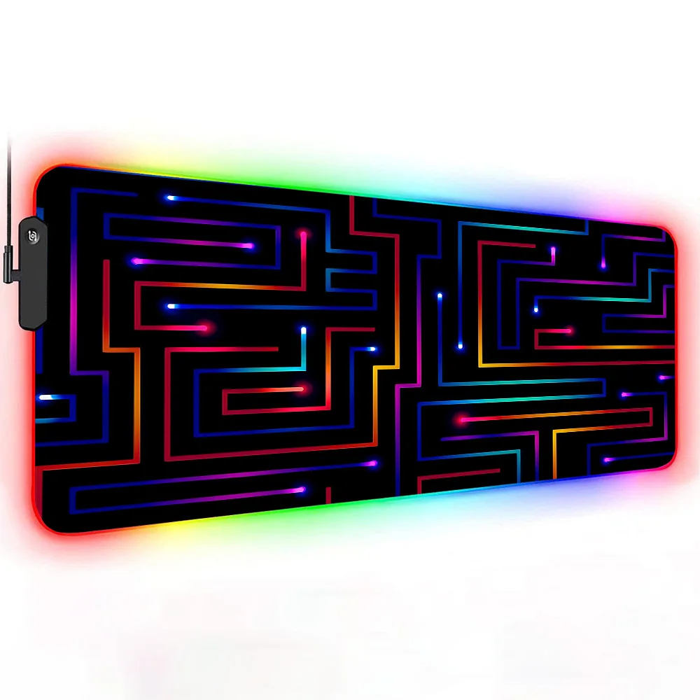 Xxl Mouse Pad 900x400 Neon Circuit Maze Setup Gaming Accessories Large Desk Mat Cheap Pc Gamer Cabinet Led Mousepad Deskmat Rgb view 3
