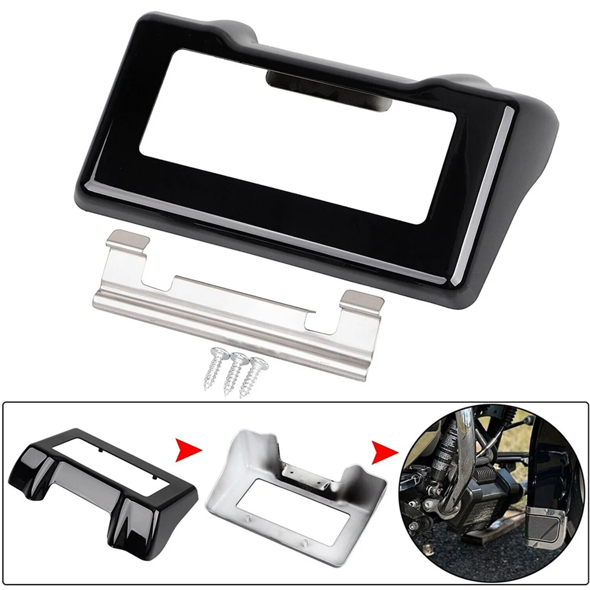 

Gloss Black Oil Cooler Cover for Harley Touring and Trike FLHT FLHR FLTR FLHX 2011-2016