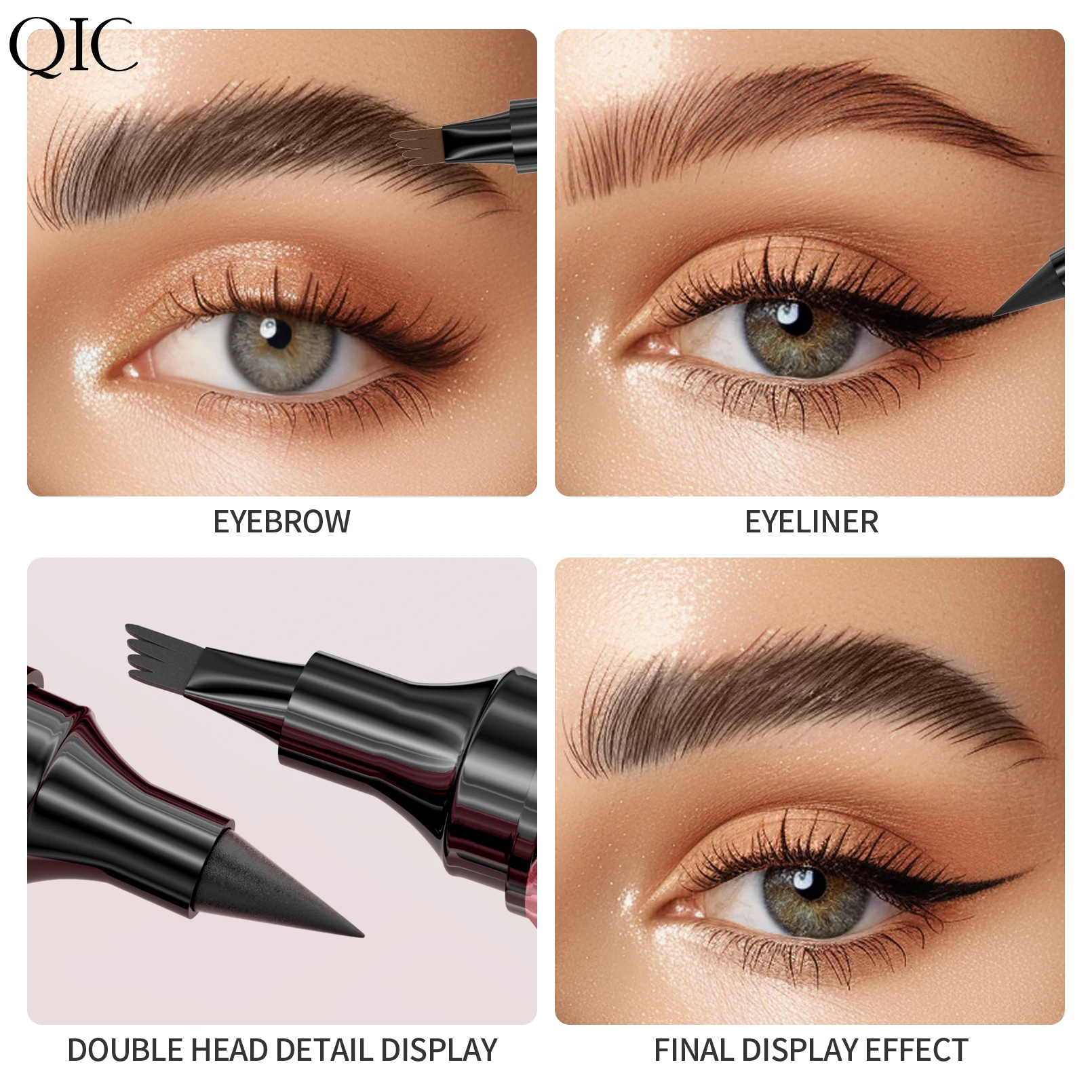 4 Colors 1pc Eyebrow Pen Waterproof 4 Split Tip Eyebrows Pen Eyebrow Tattoo Pen Waterproof Liquid Black Eyebrow Makeup Pencil