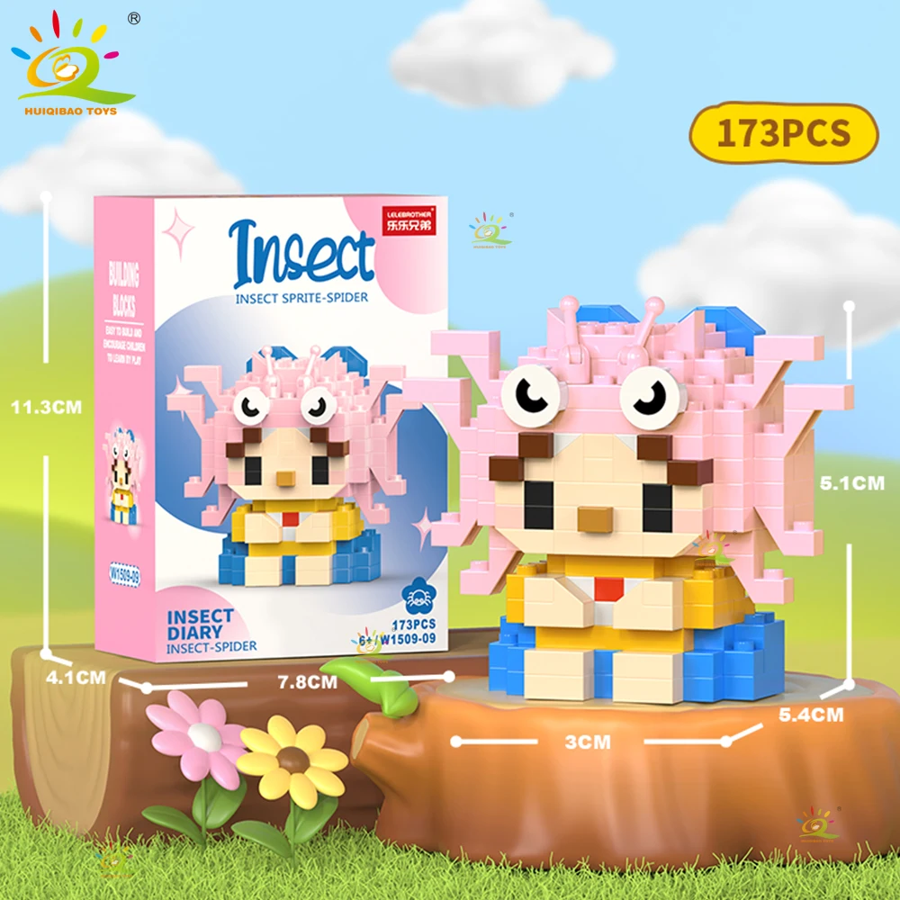 HUIQIBAO Mini Leuke Insect Micro Bouwstenen 3D Diamant Model BEE Slak Baksteen DIY Stad Bouw Speelgoed voor Kinderen Kid Gift
