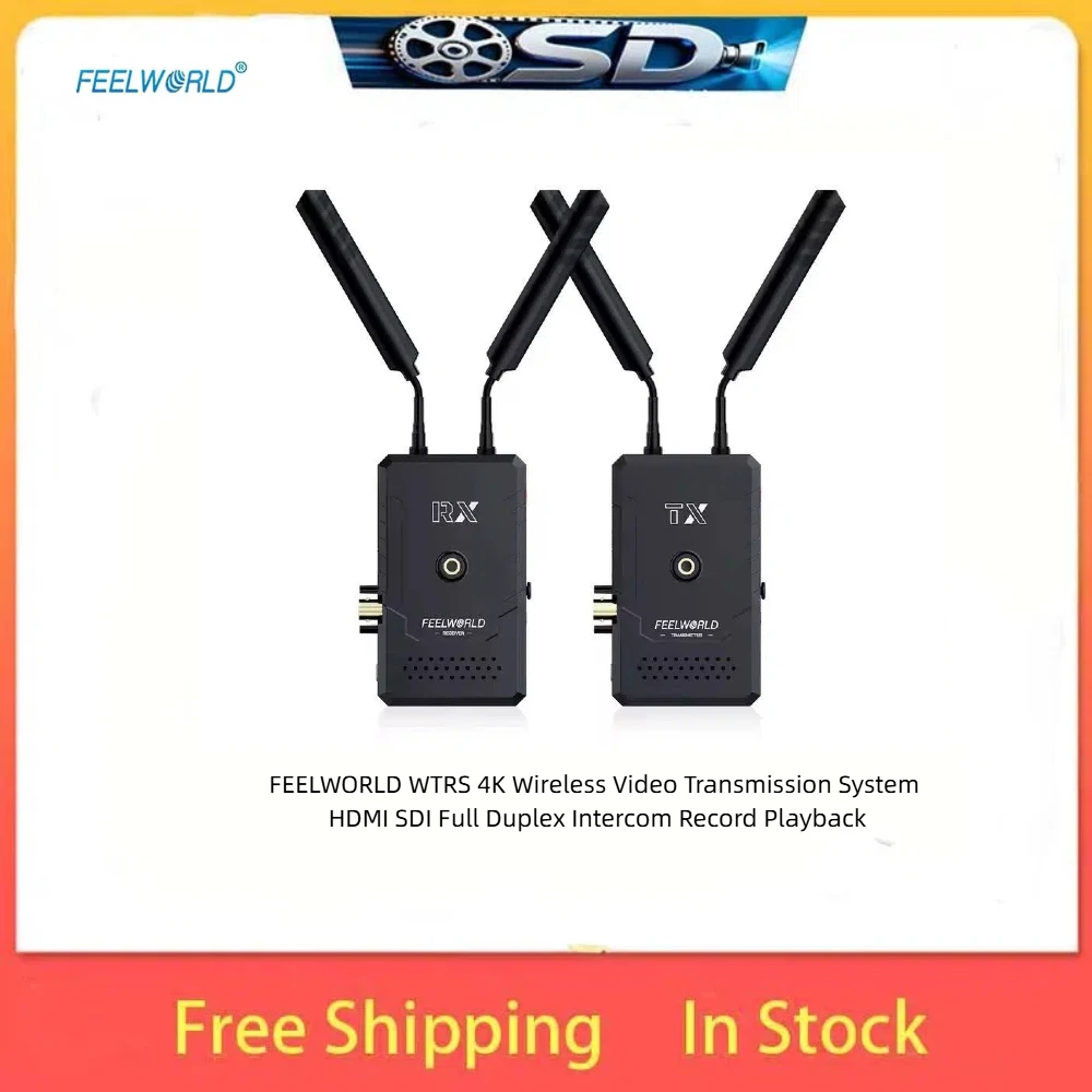 FEELWORLD WTRS 4K Wireless Transmission Kit Full Duplex Intercom Record Playback Lightweight Mountable For DSLR Mirrorless Live