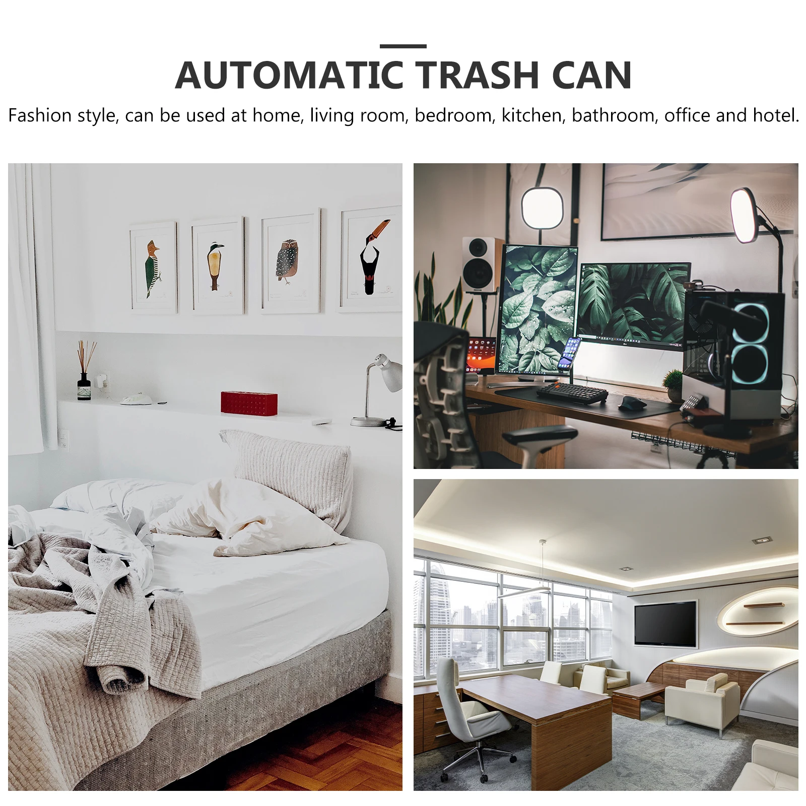 

Smart Trash Can Large Capacity Automatic Garbage Bin Motion Sensor Kitchen Bathroom Household Office Plastic Odor Proof