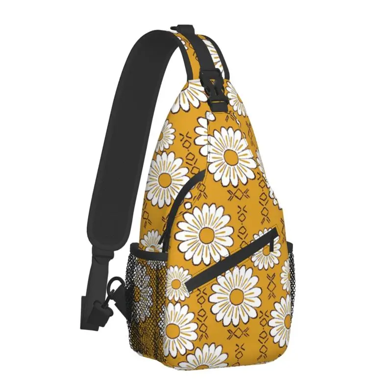 Harry girassol flor sling sacos para viagens caminhadas hippie pop arte floral padrão peito crossbody mochila ombro daypack