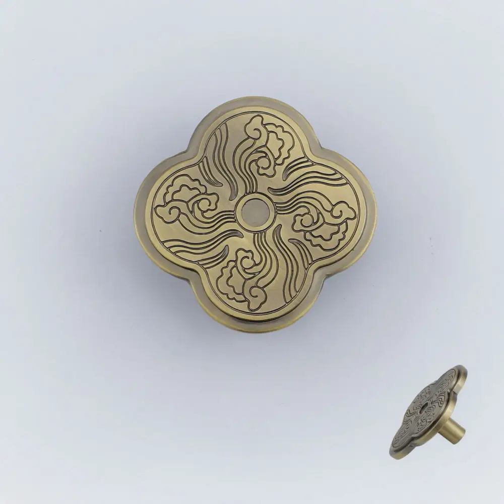 Retro Style Zinc Alloy Cabinet Handle Vintage Begonia Pattern Wardrobe Drawer Door Pull Sophisticated Furniture Hardware