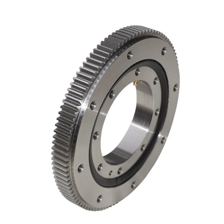 Single-Row External Gear Slewing Bearing 011.10.180 - 50Mn Steel Rotary Support with Mounting Holes & Black Oxide Finish
