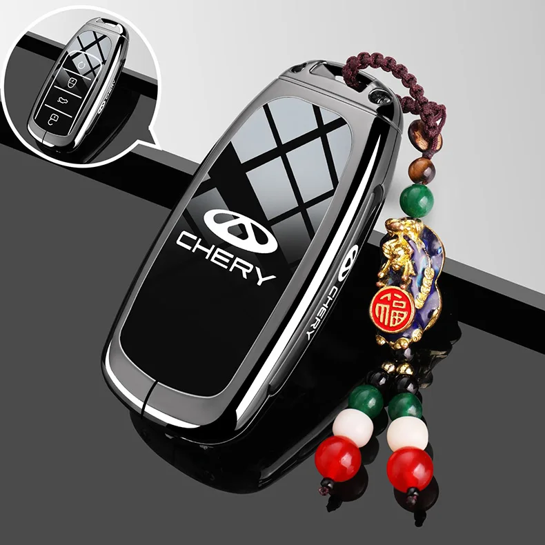 Autoschlüsseletui aus Zinklegierung für Chery Tiggo 7 Pro 8 9 Plus 2024 2025 Schlüsselanhänger Fernbedienung Abdeckung Shell Gehäuse Ringhalter Fob Zubehör – Detail 4