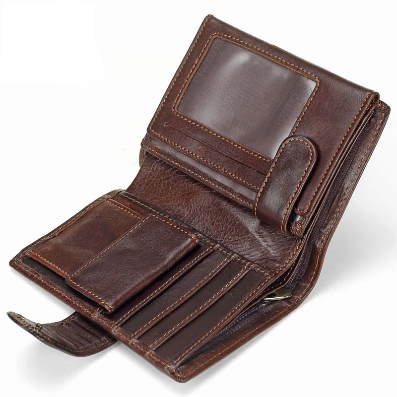 

Men's Wallet Genuine Cowhide Leather Male Purse Mens Credit Card Holders Short Money Coin Pocket Passport Bag Cartera Caballero