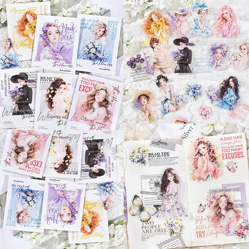 Mr Paper, 1 style 180pcs/bag ‘Whispering Flowers’ series of girly themed PET stickers luggage handbook book stickers