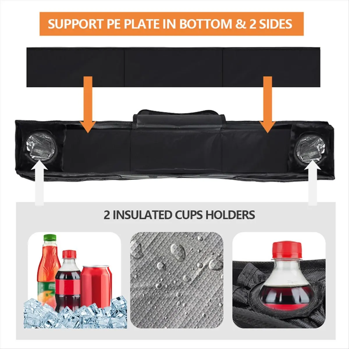 (AD12) Golf Cart Front Storage Basket with Insulated Cup Holders,Dash Tray Organizer for Electirc Golf Cart