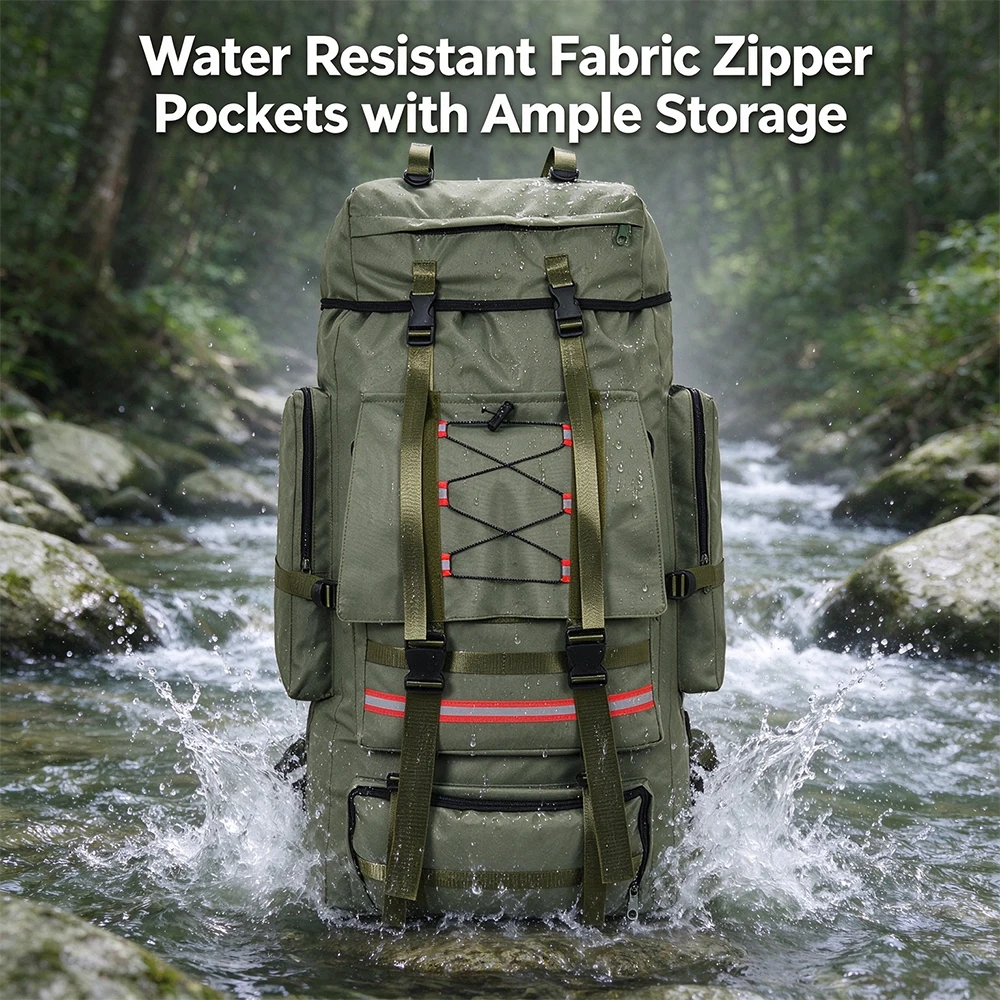 130L Hiking Camping Backpack Travel Large Luggage Bag Trekking Outdoor Sports Pack Molle Trekking Rucksack with Reflective Strip
