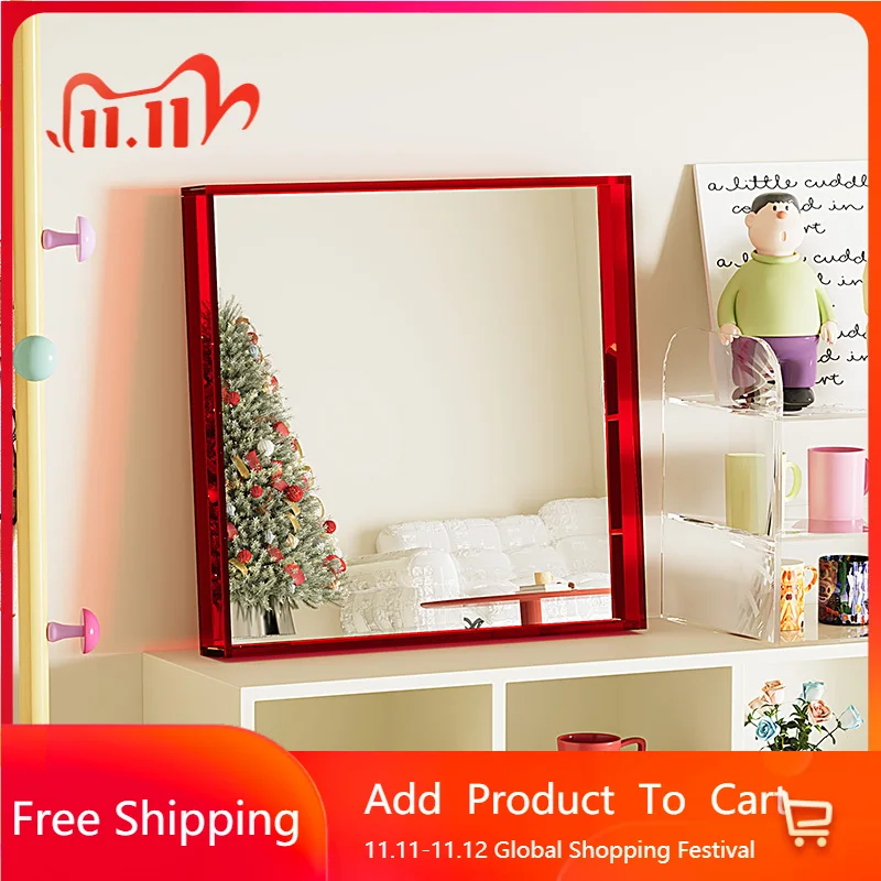 

Luxury High Sense Nordic Mirror Blocks Acrylic Dressing Modern Design Small Mirror Kawaii Cute Miroir Mural Household Products