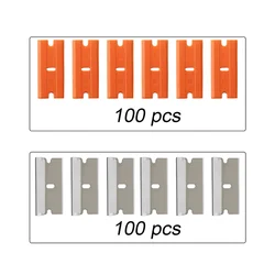 100 Stuks Metalen Plastic Messen Veiligheid Scheermes Schraper Lijm Mes Glasreiniger Vervanging Koolstofstaal Blad Vloerreinigingstool E13