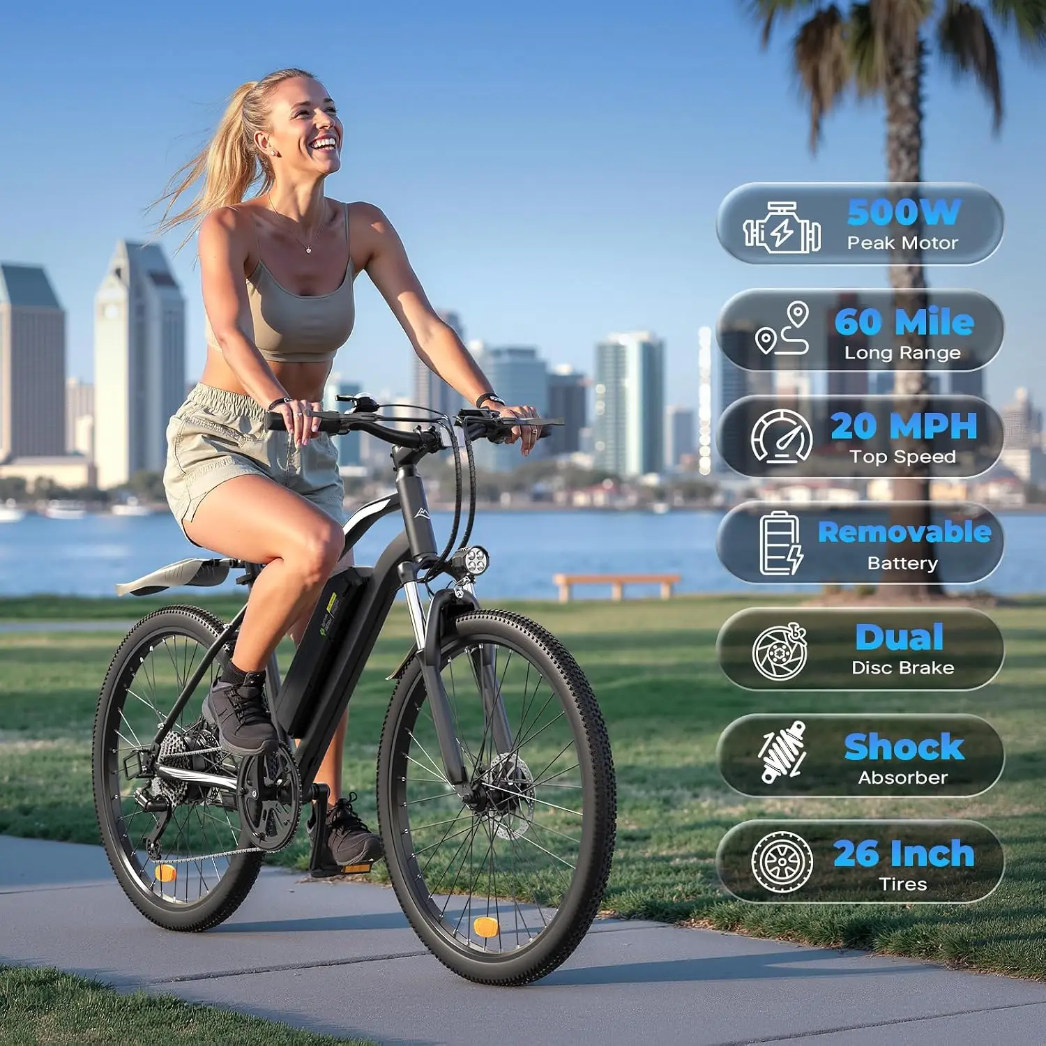 1500W Peak Motor Electric Bike Adults Mountain Commuter EBike, Customized
