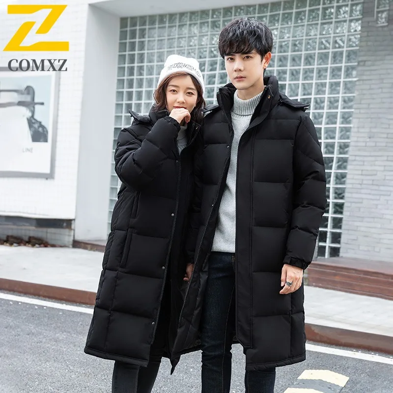 

COMXZ Classics Winter Padded Jacket Male Hooded Mountaineering Lightweight Long Parka Hiking Windproof Thickened New Garment
