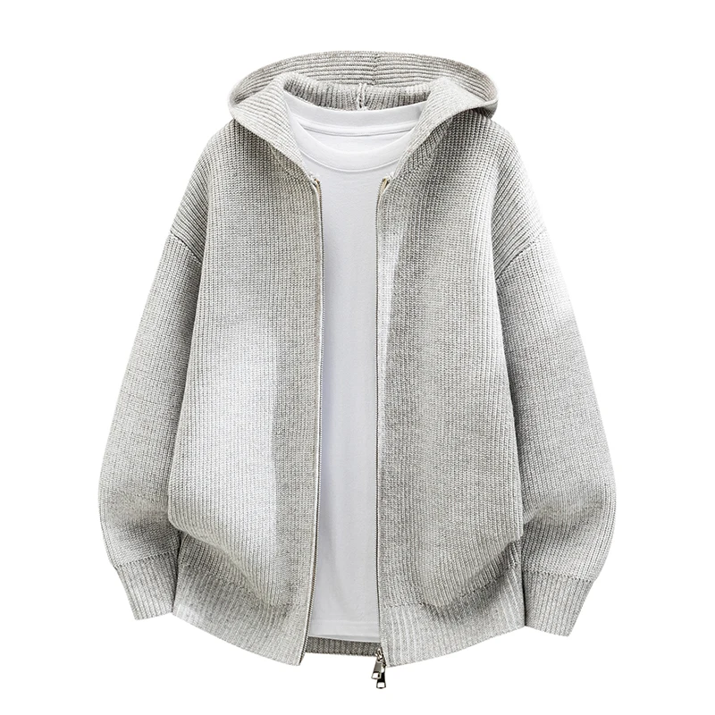 Men's New Autumn and Winter Hooded Knitted Sweater High-Quality Solid Color Casual Sweater Fashionable Versatile Men's Clothing